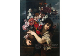 DDSO-5426 Abraham Brueghel a Giovan Battista Gaulli - Chlapec zvedající vázu s květinami z podstavce
