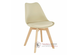 BALI 2 NEW, jídelní židle, buk / plast + ekokůže capuccino vanilková