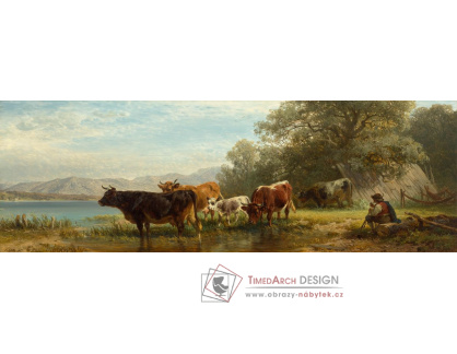 A-3890 Frederick Voltz - Krávy s pastýřem u jezera