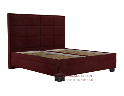 SABRINA, čalouněná postel 180x200cm, látka vínově červená