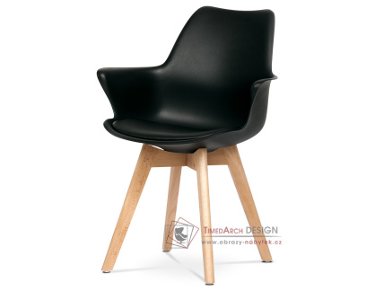 CT-771 BK, jídelní židle, buk / plast + ekokůže černá