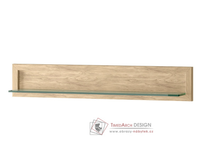 ALTEA 35, závěsná police 120cm, dub artisan / sklo