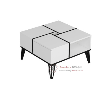 NIRVANA, konferenční stolek 71.8x71.8cm, černá / bílá