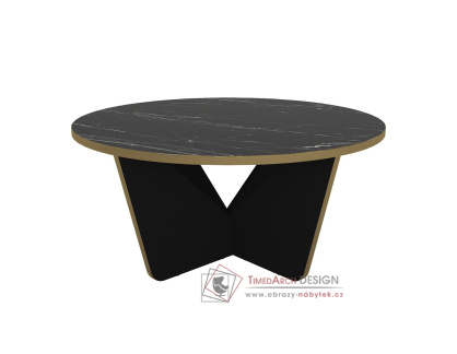 REGATA, konferenční stolek pr. 75cm, černá / černý mramor