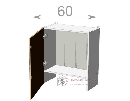 horní vysoká skříňka nad digestoř š.60, v.68, Kaiser W6068, bílá/bordó lesk