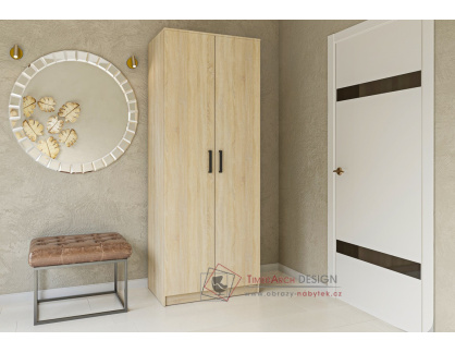 SIMPLE, šatní skříň 2-dveřová 80cm, dub sonoma