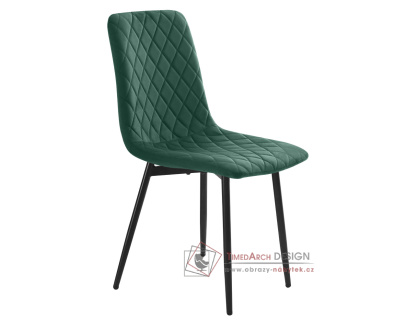 DAMIA 2, jídelní židle, černá / látka velvet smaragdová