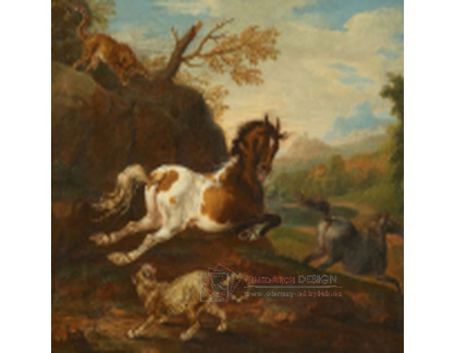 A-8834 Carl Ruthart - Tygr a leopard lovící dva koně