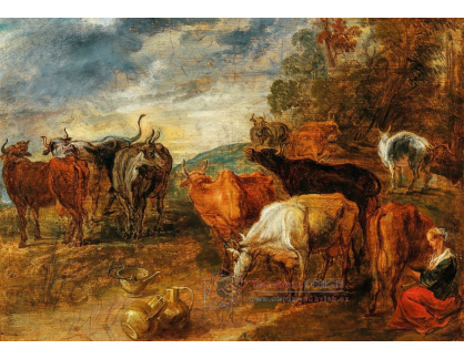 D-9646 Peter Paul Rubens - Pastorační krajina s dobytkem a mladou ženou