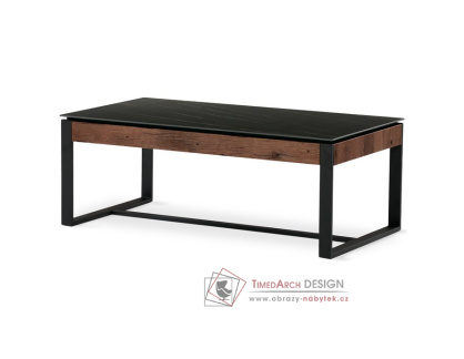 AHG-285 BK, konferenční stůl 120x60cm, černá / třešeň / černý mramor