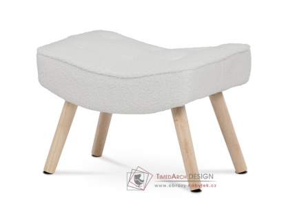 AK-309P WT2, podnožka - taburet, přírodní / látka bouclé bílá