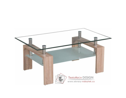 LIBOR, konferenční stolek 100x60cm, dub sonoma / sklo