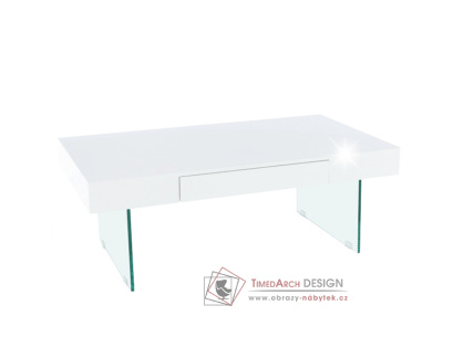 DAISY 2 NEW, konferenční stolek 110x60cm, čiré sklo / bílý lesk