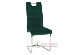 ABIRA NEW, jídelní židle, chrom / látka velvet smaragdová
