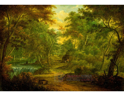 SO XIV-193 Thomas Smith Derby - Zalesněná krajina s potokem a rybáři