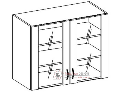 CHAMONIX II, horní vitrína 2-dveřová W80W, dub ferrara