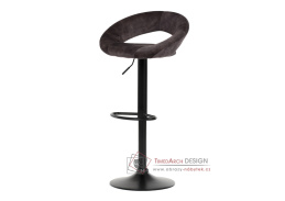 AUB-822 BR4, barová židle, černá / látka hnědý samet