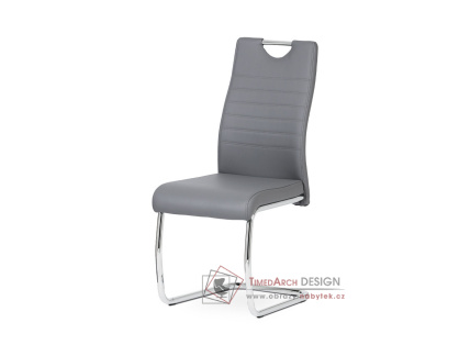 DCL-418 GREY, jídelní židle, chrom / ekokůže šedá