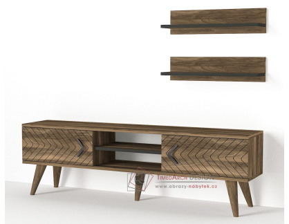 LAMBERT, televizní stolek 2-dveřový s poličkami, ořech