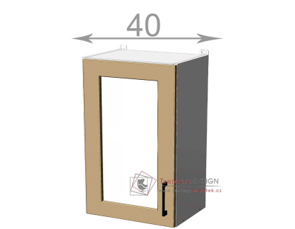 horní vitrína š.40, v.72, Horizon W4072G, grafit/ořech tmavý