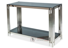 FOSSIL C, konzolový stolek, chrom / kouřové sklo