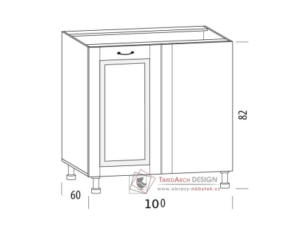 CHARLOTTA, dolní skříňka 1-dveřovái rohová KH, výběr provedení