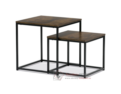 AF-076 OLW, odkládací stolek - sada 2ks, MDF, černý lak / staré dřevo