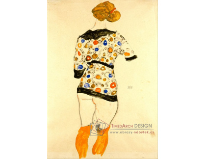 VES 268 Egon Schiele - Stojící žena ve vzorované halence