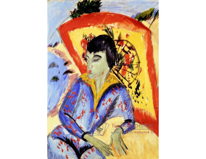 VELK 57 Ernst Ludwig Kirchner - Erna Kirschner s japonským slunečníkem