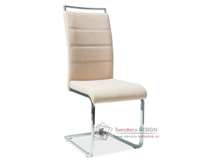 H-441, jídelní čalouněná židle, chrom / látka béžová