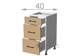 dolní skříňka se zásuvkami š.40, v.82, Modena LD12S4082, bílá/artwood