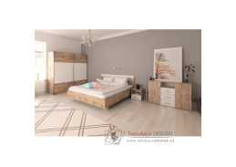 GABRIELA NEW, ložnicový komplet s posteli 180x200cm, dub wotan / bílá