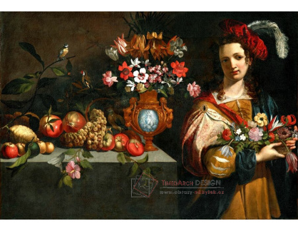 A-5511 Neznámý autor - Zátiší s květinami, ovocem a postavou
