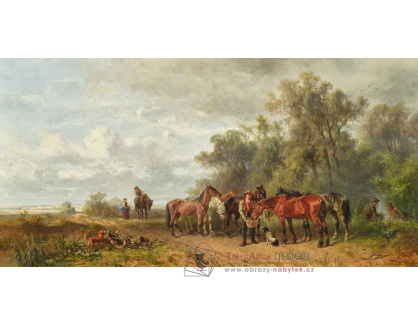 A-8806 Ludwig Hartmann - Odpočinek na poli s koňmi