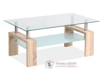 LISA BASIC II, konferenční stolek, dub sonoma / sklo