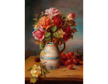 SO XVII-395 Hans Zatzka - Zátiší s růžemi a třešněmi