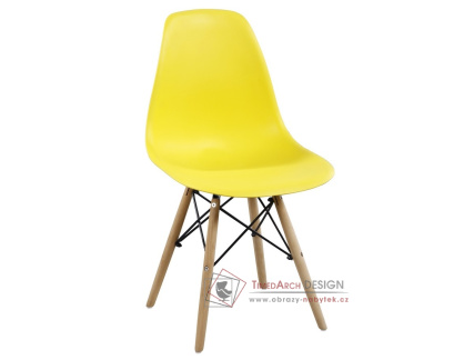 MODENA II, jídelní židle, buk / plast žlutý
