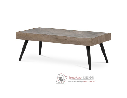 AHG-281 GREY, konferenční stůl 120x60cm, černá / světlý dub / šedý mramor