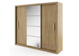 IDEA 01, šatní skříň s posuvnými dveřmi 250cm, dub shetland / zrcadlo