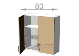 horní vysoká skříňka s odkapávačem š.80, v.92, Kaiser WD8092, bílá/cappuccino lesk