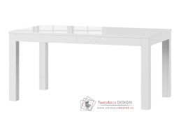 SICILIA, jídelní stůl rozkládací 160-300x90cm, bílá / bílý lesk