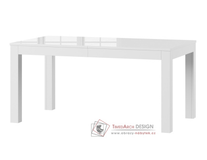 SICILIA, jídelní stůl rozkládací 160-300x90cm, bílá / bílý lesk