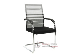 ESIN, konferenční židle, chrom / síťovina černá + šedá