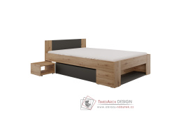 UNIS, postel 140x200cm, dub artisan / antracit