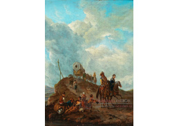 DDSO-2974 Philips Wouwerman - Odpočívající rolníci a jezdci na horské cestě