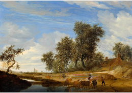 D-6652 Jacob van Ruysdael - Krajina se  stádem krav, pastevci a opatstvím