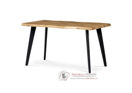 HT-840 OAK, jídelní stůl 140x80cm, černý lak / dub divoký