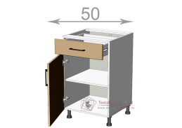 dolní skříňka se šuplíkem š.50, v.82, Premiere LDD11S5082, bílá/řezaný grafit