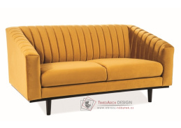 ASPREY VELVET 2, čalouněná pohovka, wenge / látka žlutá