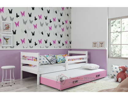 NORBERT II, postel s přistýlkou 90x200cm, bílá / růžová